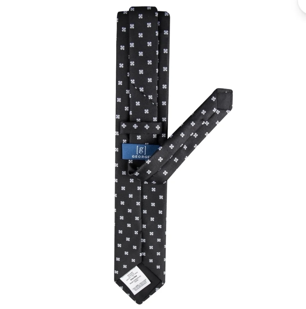Elegant Black and White Patterned Tie New